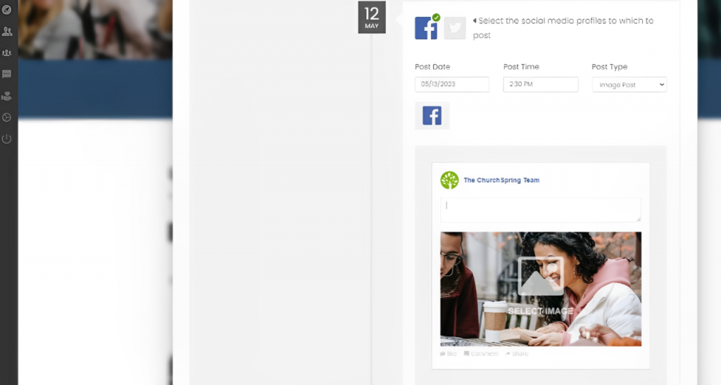 screenshot of CS social scheduler